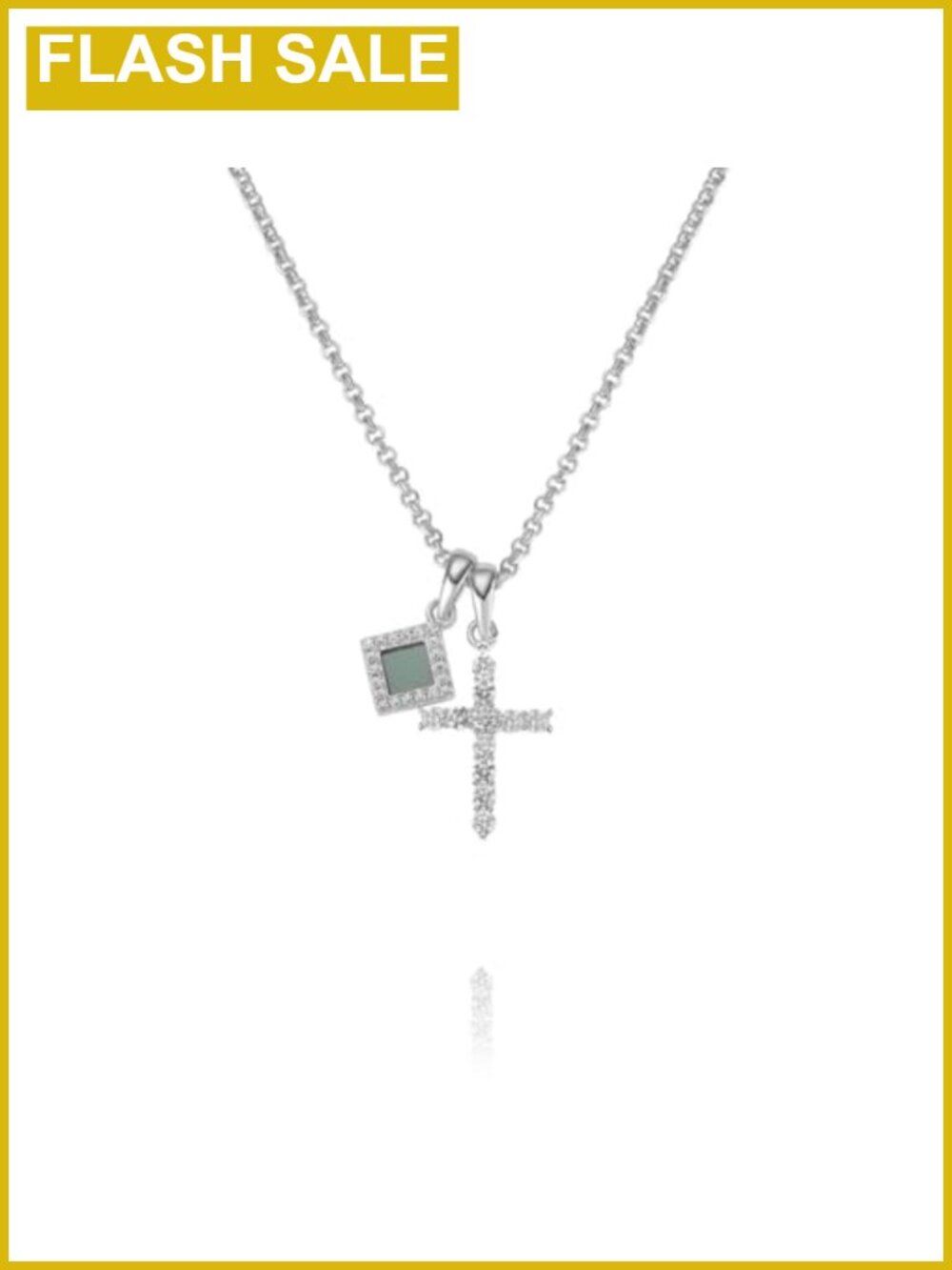 Nano Bible Cross Pendant Necklace 18 Inch Stainless Steel Rhodium Plated